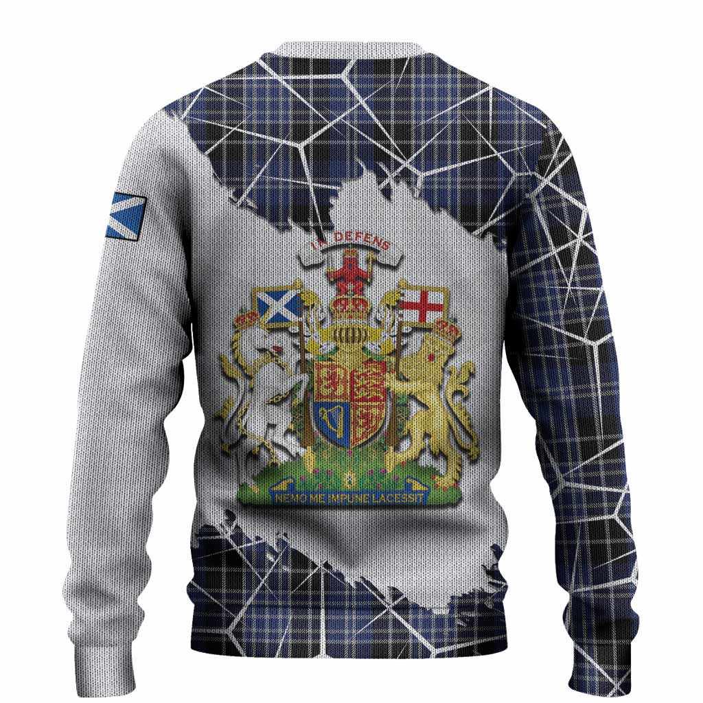 Clark (Clarke) Tartan Knitted Sweater with Family Crest and Lion Rampant Grunge Style