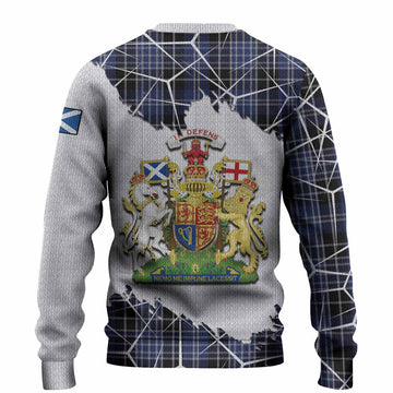 Clark (Clarke) Tartan Knitted Sweater with Family Crest and Lion Rampant Grunge Style