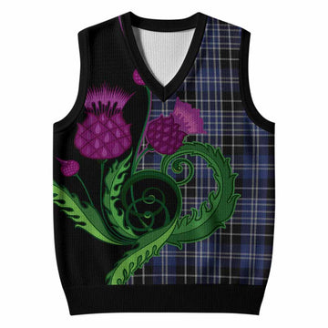 Clark (Clarke) Tartan Knitted V-Neck Vest Traditional Scottish Thistle