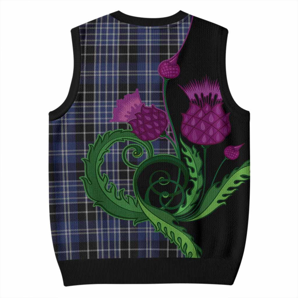 Clark (Clarke) Tartan Knitted V-Neck Vest Traditional Scottish Thistle