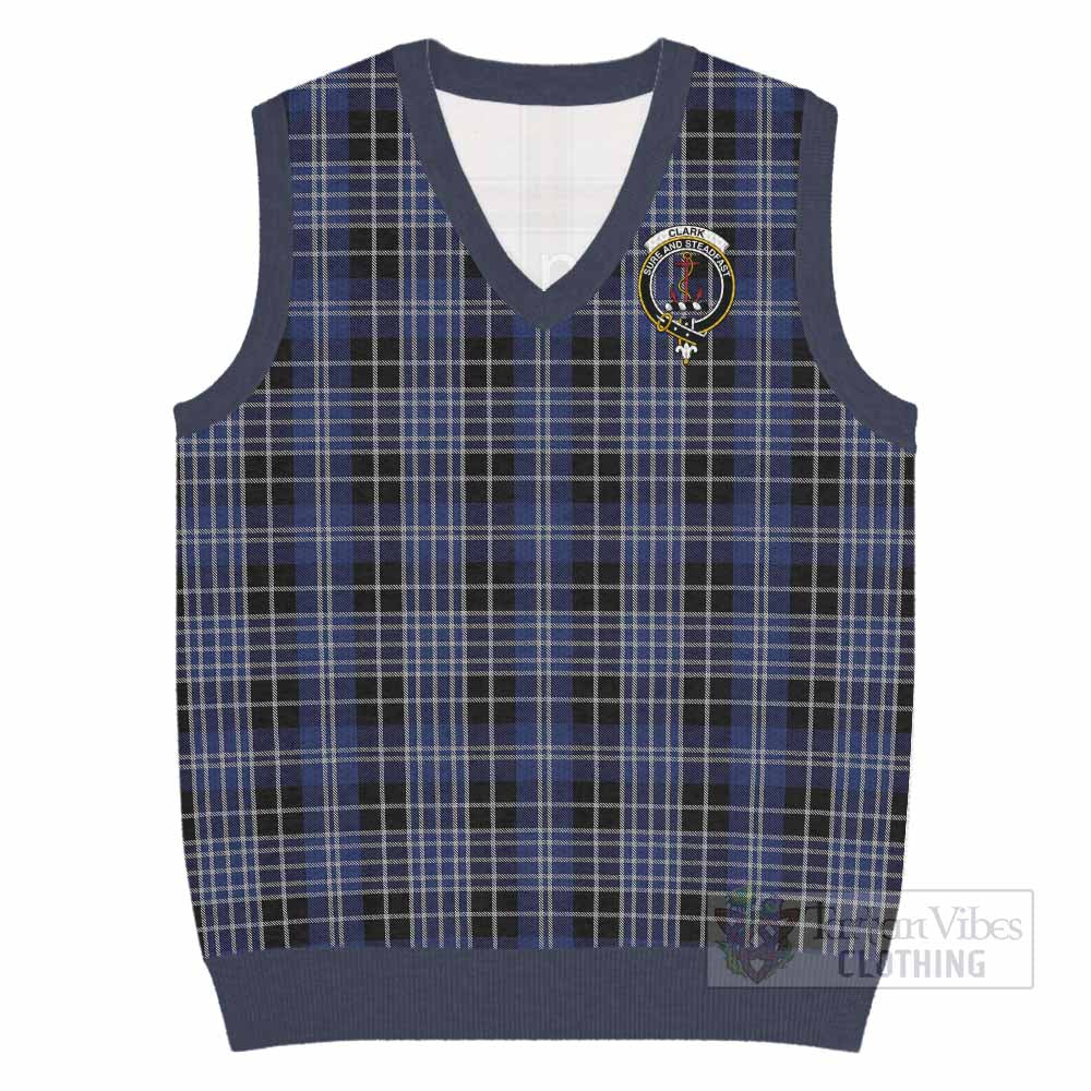 Clark (Clarke) Tartan Knitted V-Neck Vest with Family Crest - Tartan Vibes Clothing
