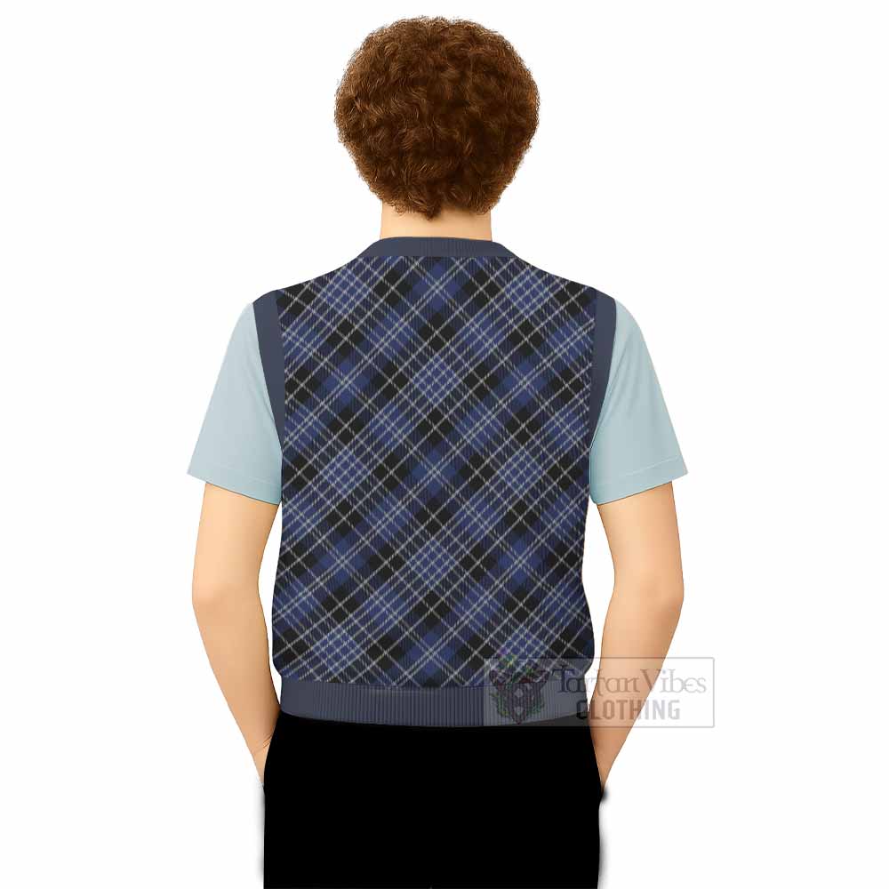 Clark (Clarke) Tartan Knitted V-Neck Vest with Family Crest Cross Style