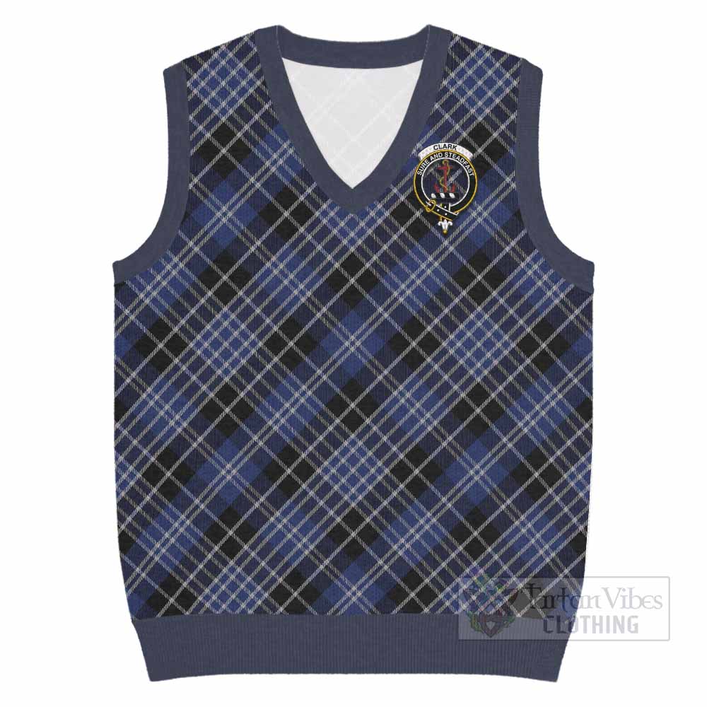 Clark (Clarke) Tartan Knitted V-Neck Vest with Family Crest Cross Style