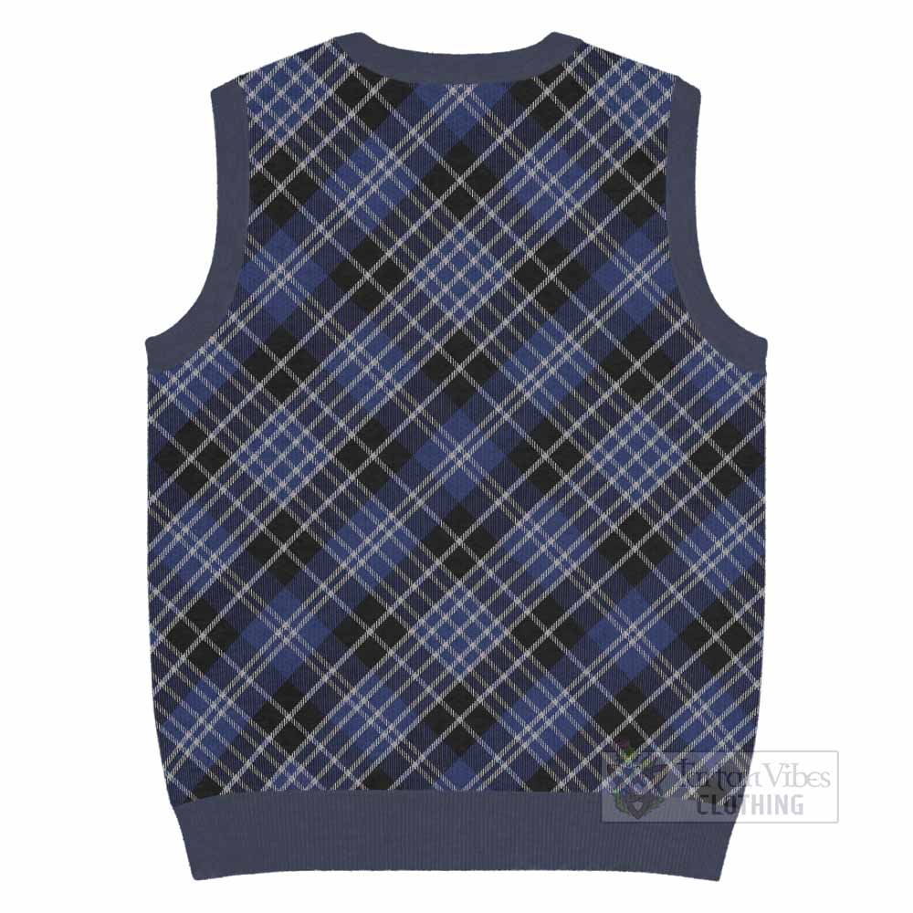 Clark (Clarke) Tartan Knitted V-Neck Vest with Family Crest Cross Style