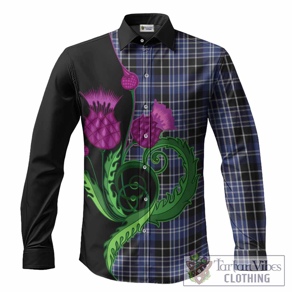 Clark (Clarke) Tartan Long Sleeve Button Shirts Traditional Scottish Thistle