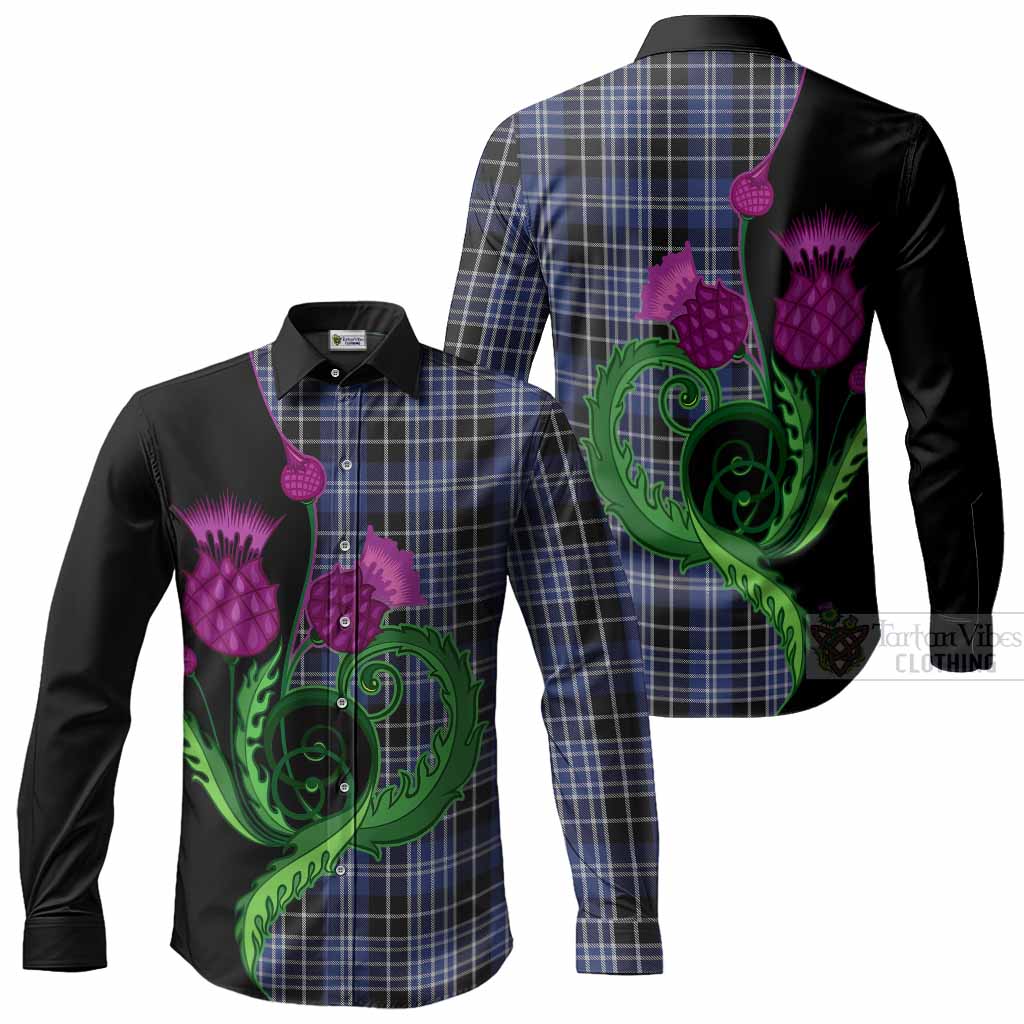 Clark (Clarke) Tartan Long Sleeve Button Shirts Traditional Scottish Thistle