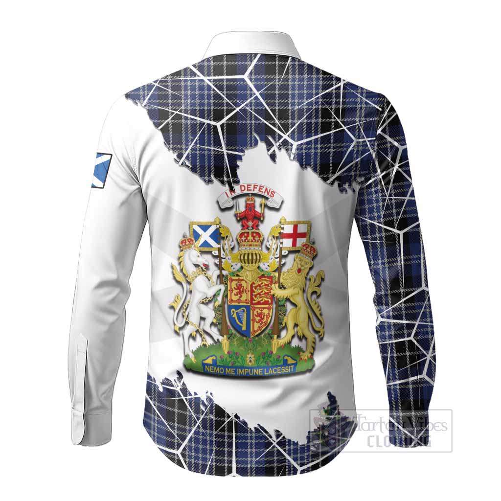 Clark (Clarke) Tartan Long Sleeve Button Shirts with Family Crest and Lion Rampant Grunge Style