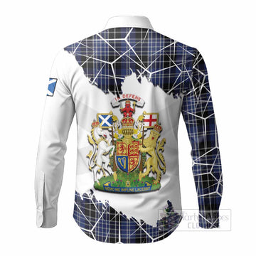 Clark (Clarke) Tartan Long Sleeve Button Shirts with Family Crest and Lion Rampant Grunge Style