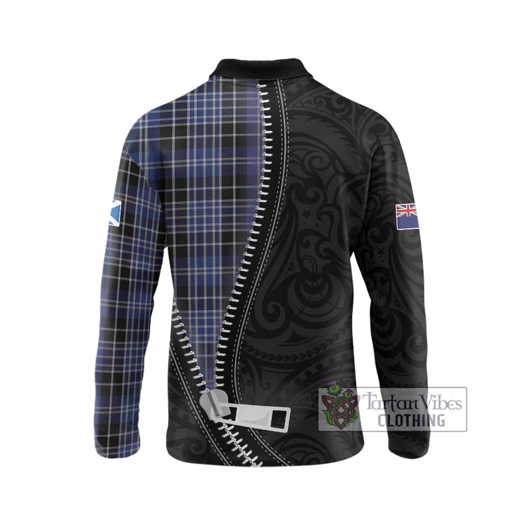 Clark (Clarke) Tartan Long Sleeve Polo Shirt New Zealand Pattern Unique Zipper Stylized