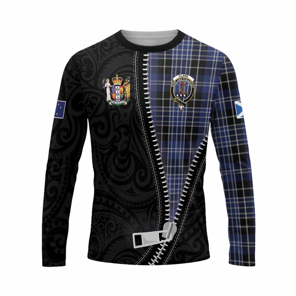 Clark (Clarke) Tartan Long Sleeve T-Shirt New Zealand Pattern Unique Zipper Stylized