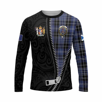 Clark (Clarke) Tartan Long Sleeve T-Shirt New Zealand Pattern Unique Zipper Stylized