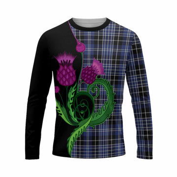 Clark (Clarke) Tartan Long Sleeve T-Shirt Traditional Scottish Thistle