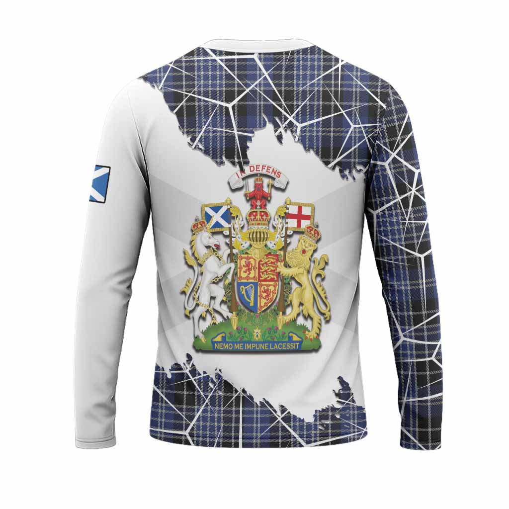 Clark (Clarke) Tartan Long Sleeve T-Shirt with Family Crest and Lion Rampant Grunge Style