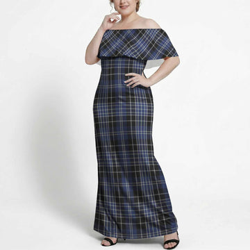 Clark (Clarke) Tartan Off Shoulder Ruffle Maxi Dress