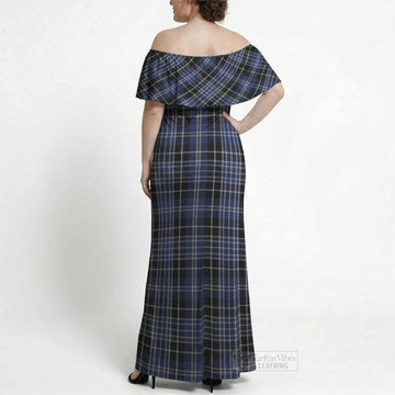 Clark (Clarke) Tartan Off Shoulder Ruffle Maxi Dress
