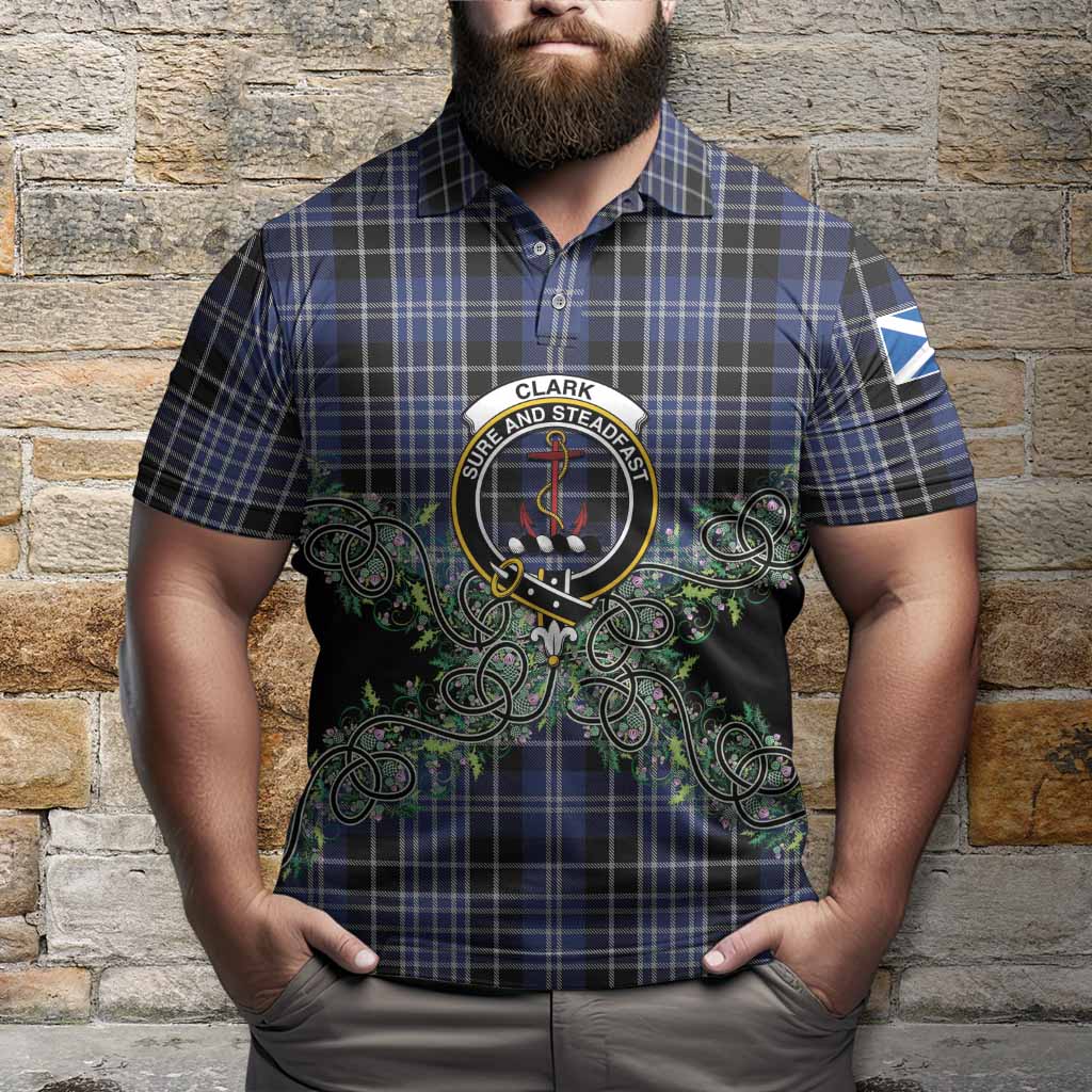 Clark (Clarke) Tartan Polo Shirt Thistle Scottish Spirit