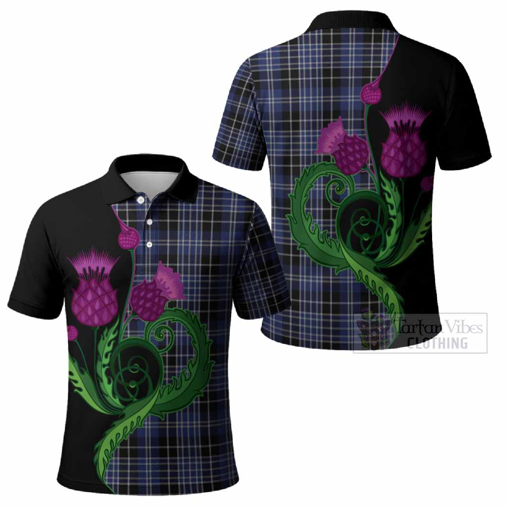 Clark (Clarke) Tartan Polo Shirt Traditional Scottish Thistle
