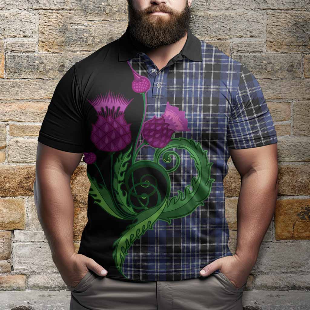 Clark (Clarke) Tartan Polo Shirt Traditional Scottish Thistle