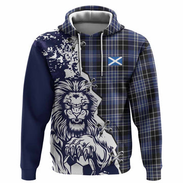 Clark (Clarke) Tartan Scottish Hoodie Angry Lion With Soccer Ball Style