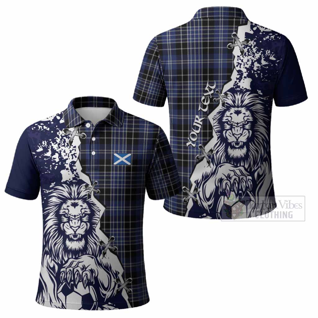 Clark (Clarke) Tartan Scottish Polo Shirt Angry Lion With Soccer Ball Style