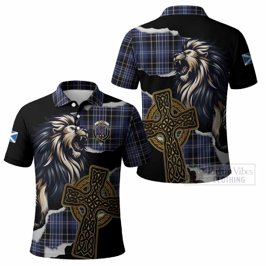 Clark (Clarke) Tartan Scottish Polo Shirt Lion Celtic Heritage