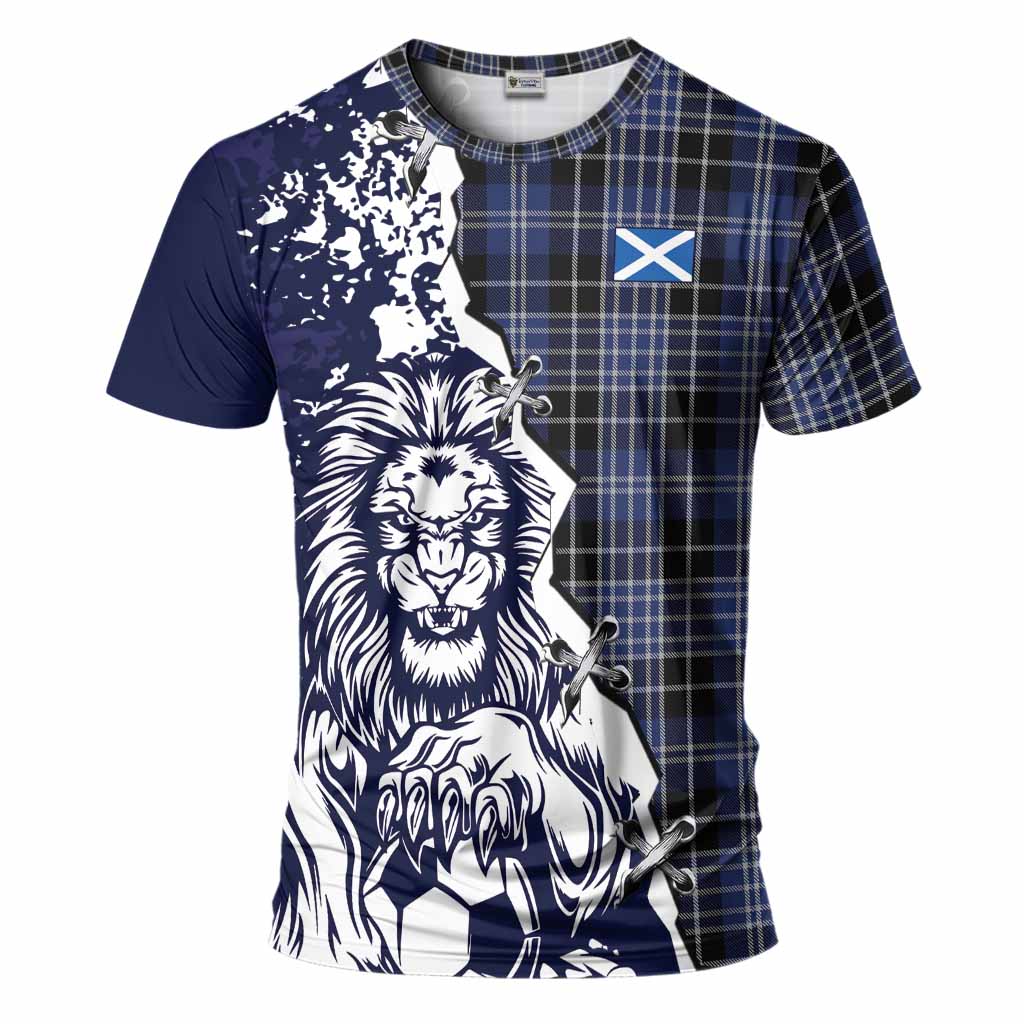 Clark (Clarke) Tartan Scottish T-Shirt Angry Lion With Soccer Ball Style