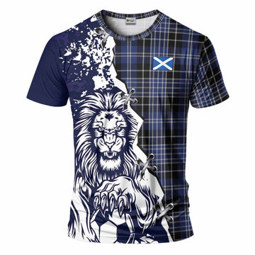 Clark (Clarke) Tartan Scottish T-Shirt Angry Lion With Soccer Ball Style