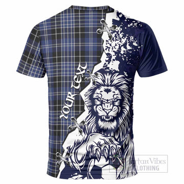 Clark (Clarke) Tartan Scottish T-Shirt Angry Lion With Soccer Ball Style