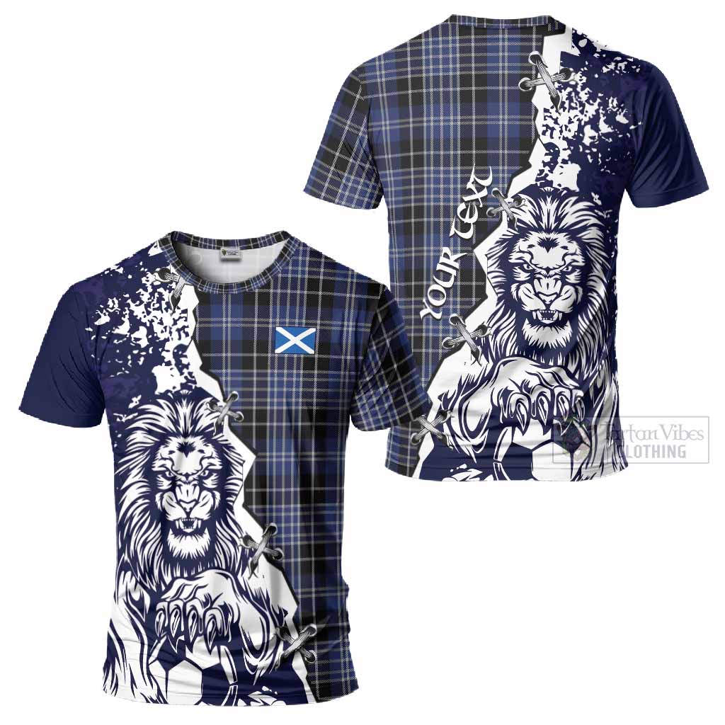 Clark (Clarke) Tartan Scottish T-Shirt Angry Lion With Soccer Ball Style