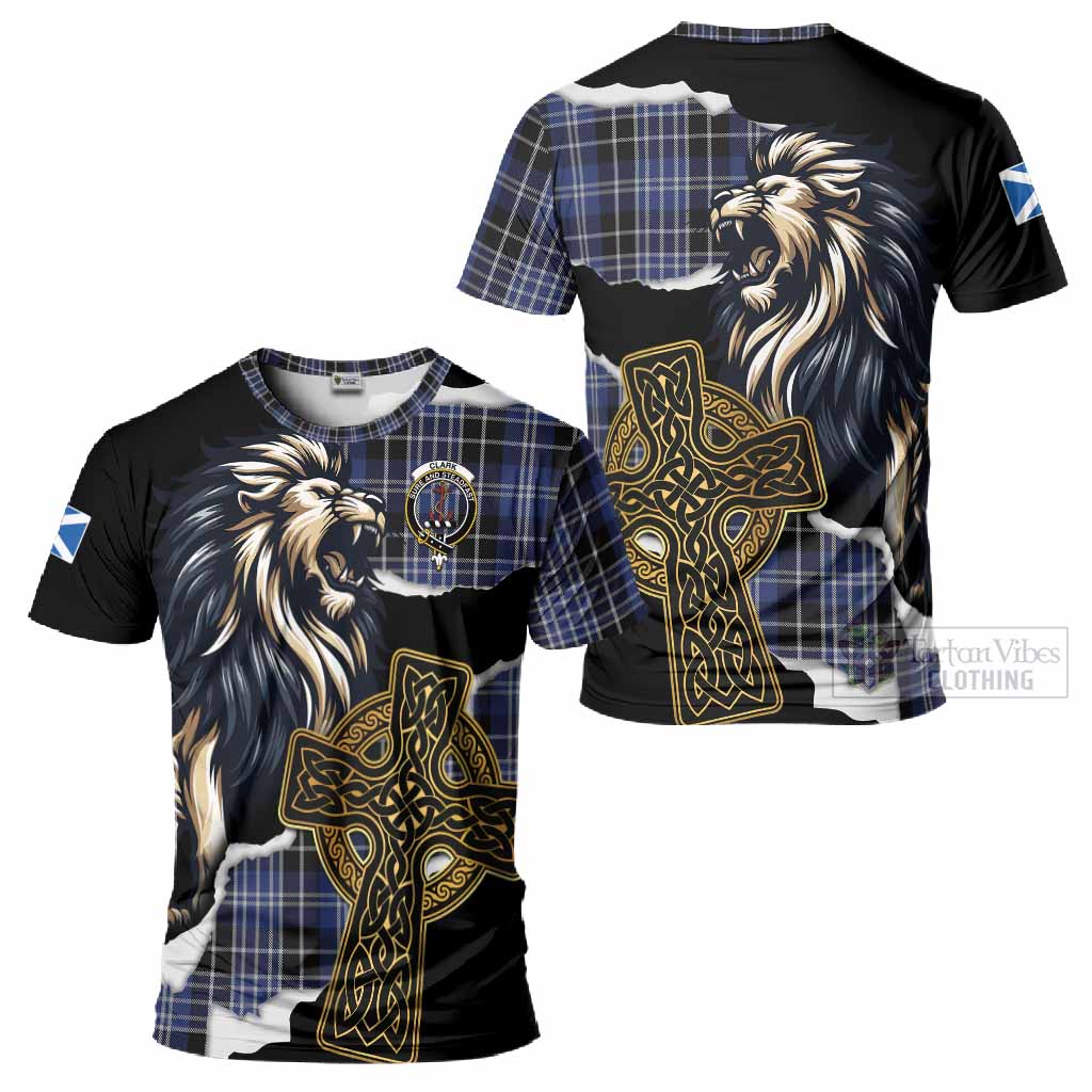 Clark (Clarke) Tartan Scottish T-Shirt Lion Celtic Heritage