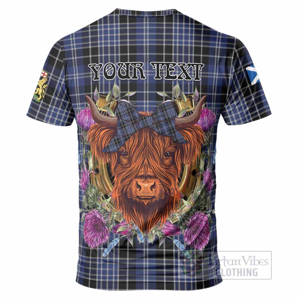 Clark (Clarke) Tartan T-Shirt Scottish Thistle Heilan Coo
