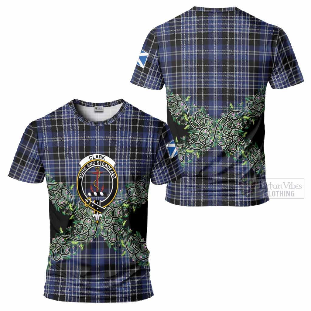 Clark (Clarke) Tartan T-Shirt Thistle Scottish Spirit