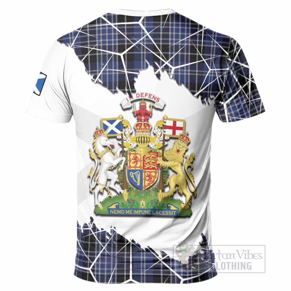 Clark (Clarke) Tartan T-Shirt with Family Crest and Lion Rampant Grunge Style