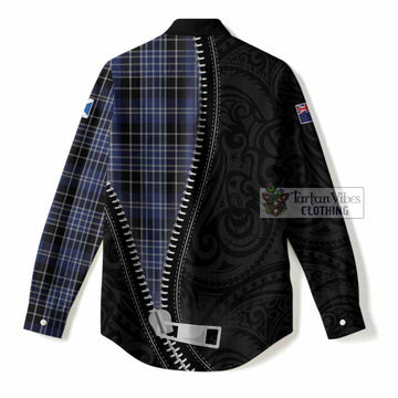 Clark (Clarke) Tartan Women Casual Shirt New Zealand Pattern Unique Zipper Stylized
