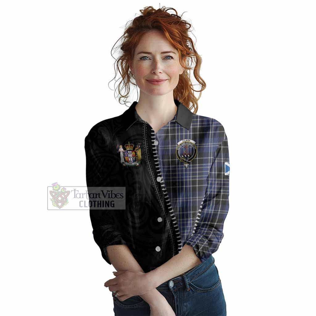 Clark (Clarke) Tartan Women Casual Shirt New Zealand Pattern Unique Zipper Stylized