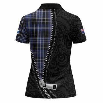 Clark (Clarke) Tartan Women Polo Shirt New Zealand Pattern Unique Zipper Stylized