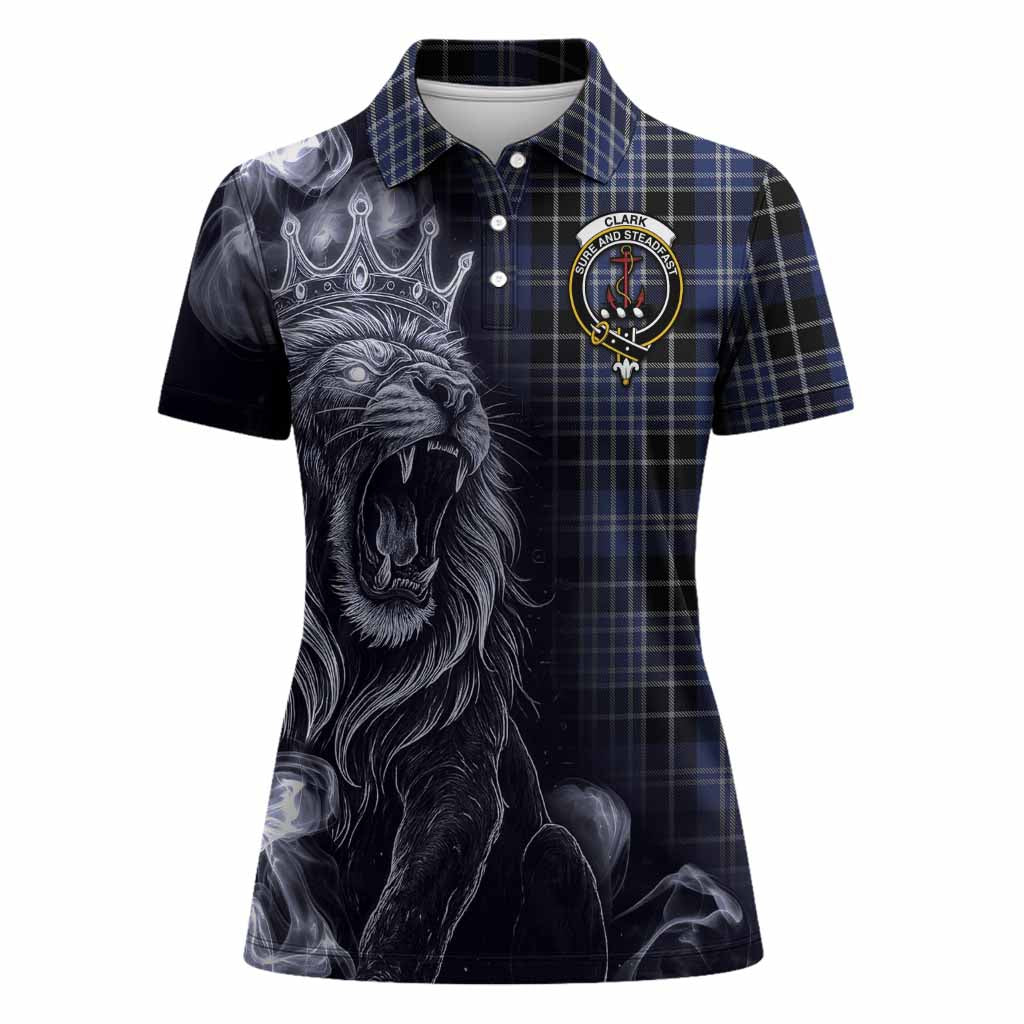 Clark (Clarke) Tartan Women Polo Shirt Roaring Lion Heritage