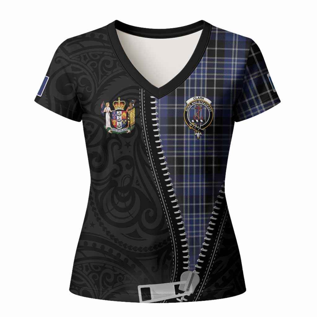 Clark (Clarke) Tartan Women T shirt New Zealand Pattern Unique Zipper Stylized