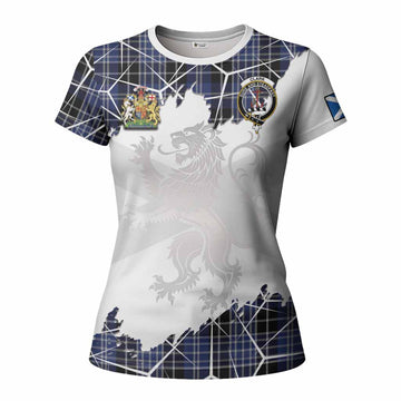 Clark (Clarke) Tartan Women T shirt with Family Crest and Lion Rampant Grunge Style