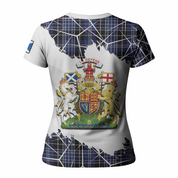 Clark (Clarke) Tartan Women T shirt with Family Crest and Lion Rampant Grunge Style