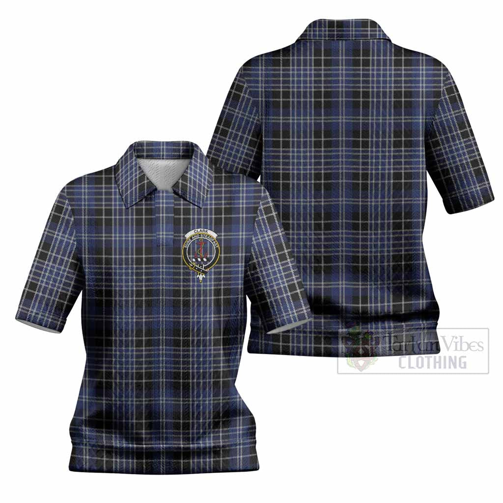 Clark (Clarke) Tartan Women’s Polo Sweater Top with Family Crest