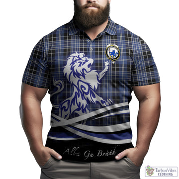 Clark (Lion) Tartan Polo Shirt with Alba Gu Brath Regal Lion Emblem