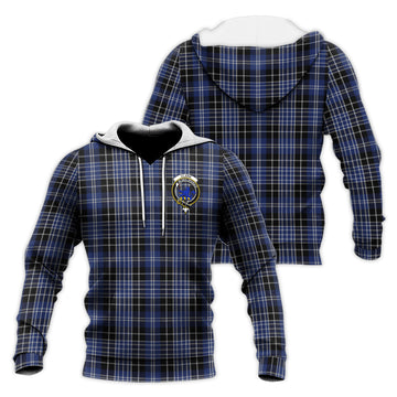 Clark (Lion) Tartan Knitted Hoodie with Family Crest