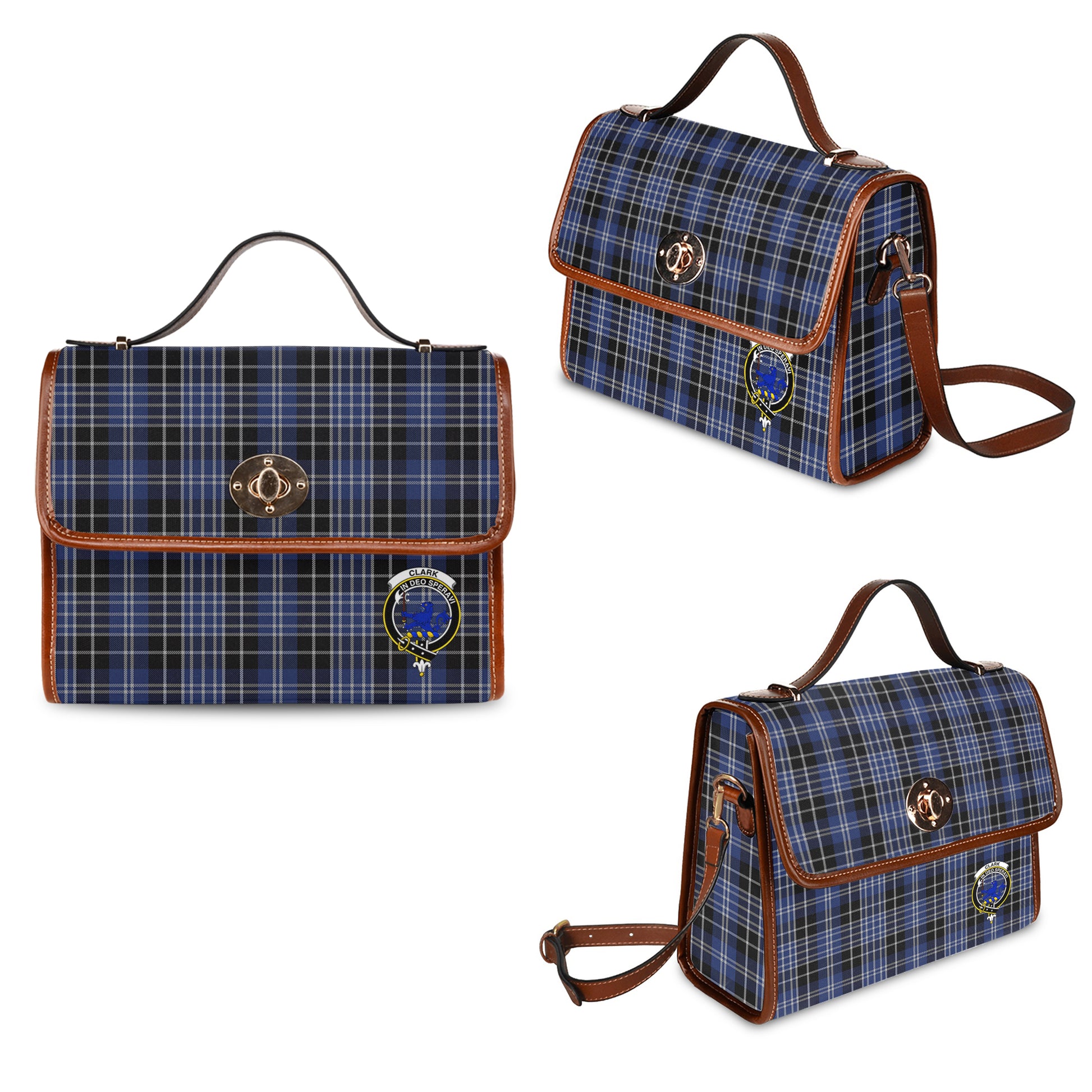 clark-lion-tartan-leather-strap-waterproof-canvas-bag-with-family-crest