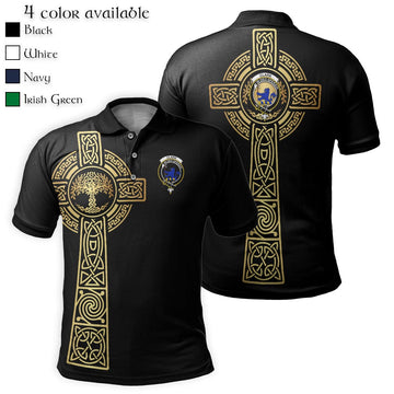 Clark (Lion) Clan Polo Shirt with Golden Celtic Tree Of Life