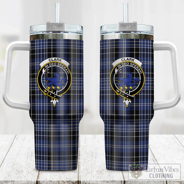 Clark (Lion) Tartan and Family Crest Tumbler with Handle