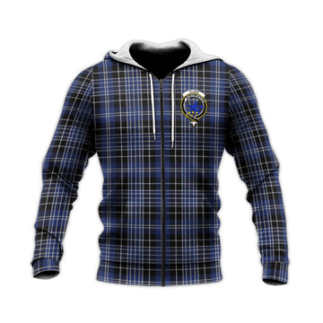 Clark (Lion) Tartan Knitted Hoodie with Family Crest