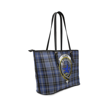 Clark (Lion) Tartan Leather Tote Bag with Family Crest
