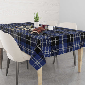 Clark (Lion) Tartan Tablecloth with Clan Crest and the Golden Sword of Courageous Legacy