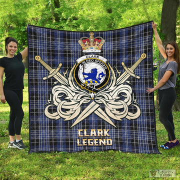 Clark (Lion) Tartan Quilt with Clan Crest and the Golden Sword of Courageous Legacy